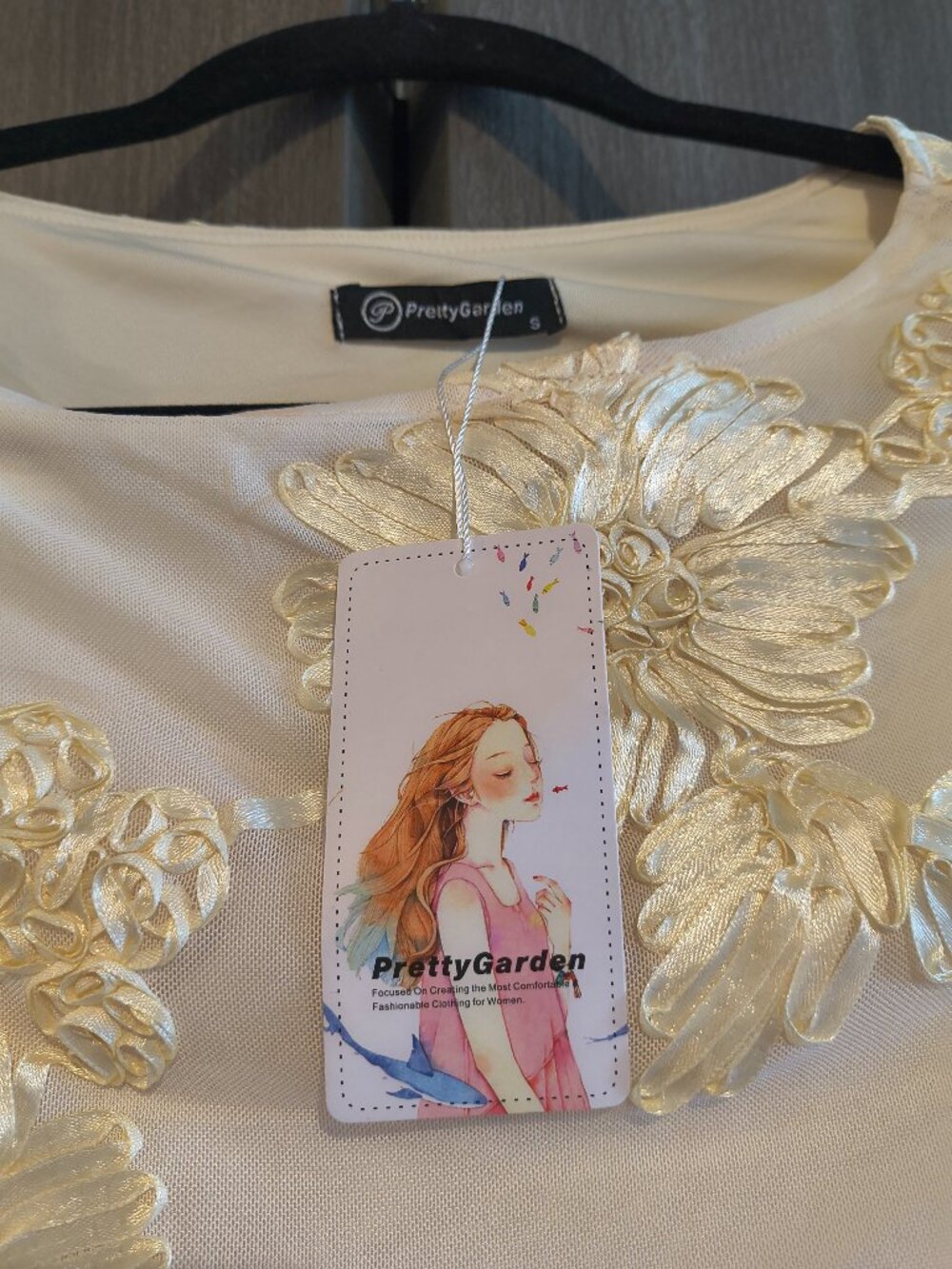Pretty Garden Fashion Brand New With Tags Gold Cream Floral Midi Bodycon Dress - Picture 6 of 12